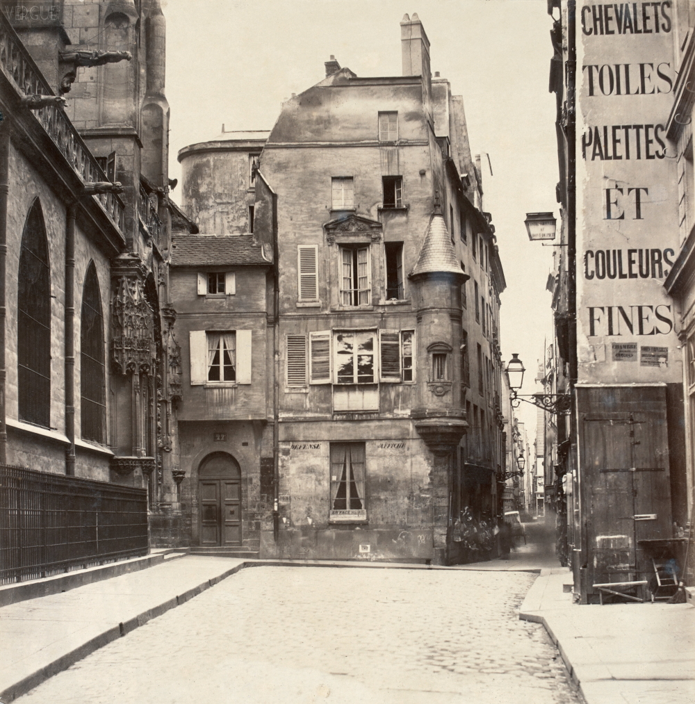 1865,Charles Marville,rue des Prêtres Saint-Germain l’Auxerrois,rue des Prêtres Saint-Germain l'Auxerrois,Paris,France