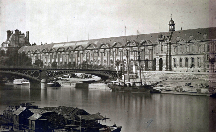 1853, Bisson frères, Le pont du Carrousel, Gallica, Paris, France